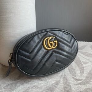 Gucci Black Leather Marmot BumBag